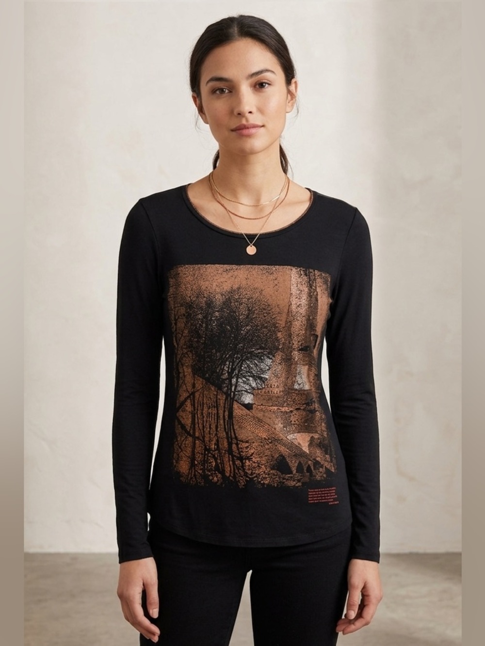 NWOT Edista Artsy Graphic Print Long Sleeve Top - Size PXS